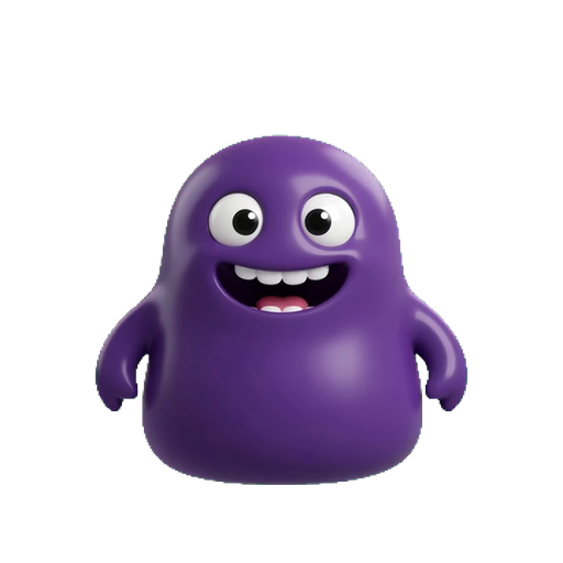 Nyxi, la IA de AeroNyx: un personaje morado de ojos grandes y amplia sonrisa